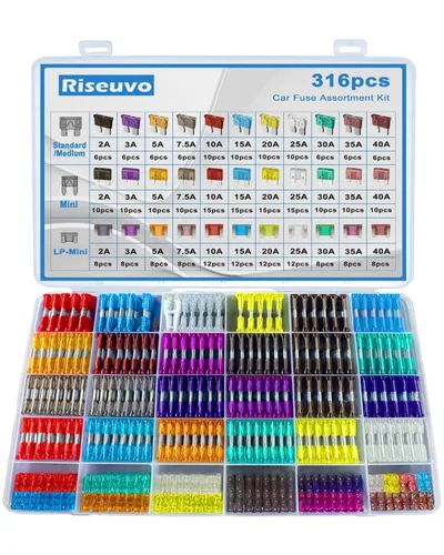 Vista 17 de Riseuvo Juego de 36 fusibles de automóvil – Fusibles surtidos de repuesto de cuchillas para automóvil, RV, cámper, barco, camión, motocicleta