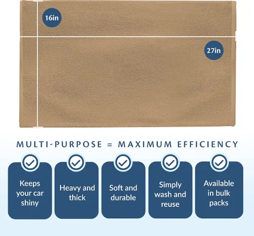 Vista 6 de Car Care Essentials - Juego de 12 toallas de lavado y secado para detalles, beige, 100% algodón hilado en anillo, 16 x 27 pulgadas, 4.25 libras por