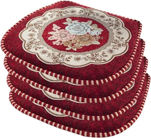 Vista 23 de EORNOW Juego de cojines para silla de comedor con lazos, juego de 1/2/4, almohadillas antideslizantes para silla de comedor con funda extraíble