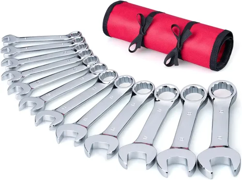 Vista 8 de Juego de Llaves Combinadas Stubby Premium con Bolsa Enrollable, 11 Piezas, SAE, 3/8" a 1", Sin Omitir Ningún Tamaño en Pulgadas Acero Cr-V