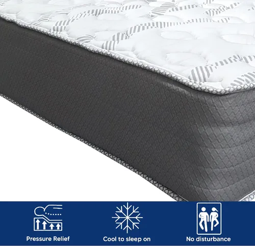Vista 4 de Nutan, Colchón firme de doble cara con resortes interiores de 14 pulgadas con somier de madera de 4 pulgadas, individual, visón