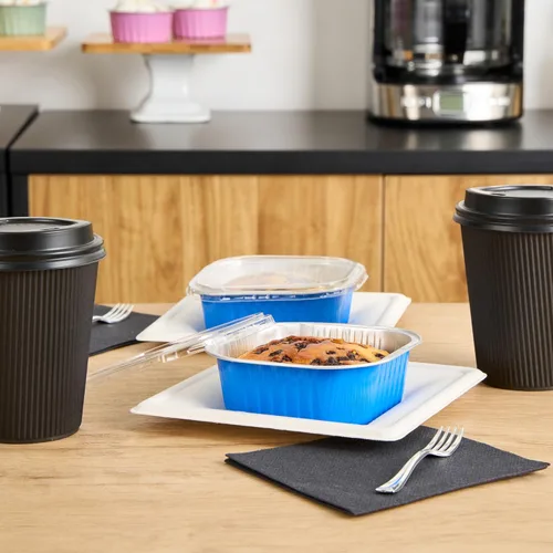 Vista 8 de Restaurantware - Moldes desechables, paquete de 100 tazas cuadradas de aluminio para hornear de 10 onzas - Las tapas se venden por separado, listas