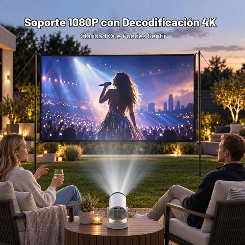 Vista 6 de Mini proyector con batería, WiFi 6 y Bluetooth5.4, compatible con Blanco loto