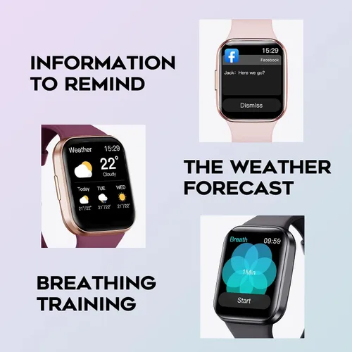 Vista 6 de Reloj inteligente para Android e iOS, rastreador de sueño, notificación de mensajes, impermeable, más de 100 diales, reloj inteligente, podómetro