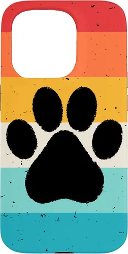 Vista 14 de iPhone 16 Gato Perro Paw Print en estilo retro Vintage Case