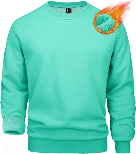 Vista 43 de MAGCOMSEN Sudadera de cuello redondo para hombre de manga larga casual cálida de forro polar