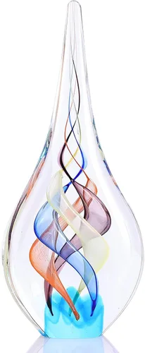Vista 9 de Escultura de vidrio soplado a mano, decoración única de estilo mediterráneo, figura de vidrio con acabado similar al cristal, pisapapeles