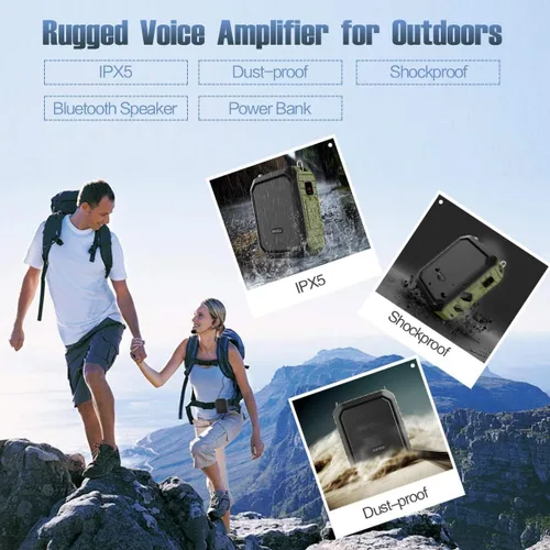 Vista 6 de Amplificador de voz portátil con micrófono con cable de 18 W, amplificador de voz personal Bluetooth, impermeable, grabación para profesores, guía