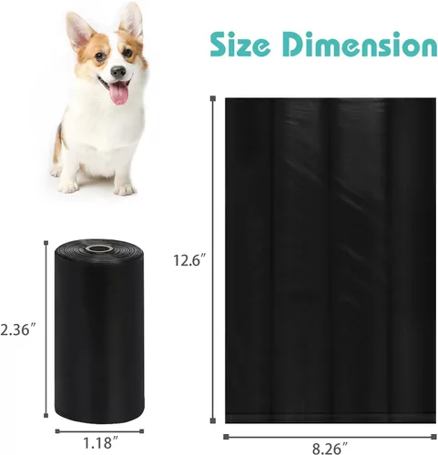Vista 2 de Bolsas para excrementos de perro, bolsas de basura de perro [extra gruesas] [a prueba de fugas] ecológicas 16 rollos, 240 bolsas negras