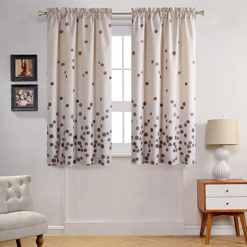 Vista 12 de Arlene - Cortina bohemia con borde bordado cosido azul para ventana, par de paneles de borlas blancas, cada uno de 42 pulgadas de ancho x 84