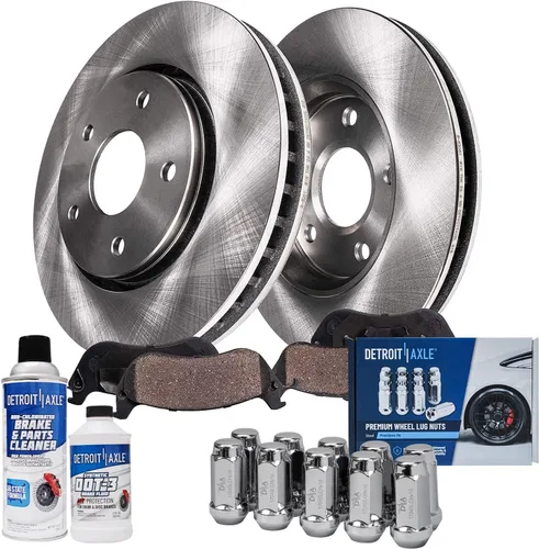 Vista 25 de Detroit Axle - Kit de frenos para Nissan Rogue 2014-2019, 2015 2016 2017 2018 Rotores de freno de disco de cerámica Reemplazo de pastillas de freno