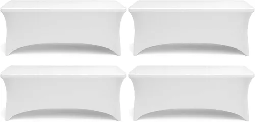Vista 11 de White Classic Juego de 2 manteles de elastano elástico para mesas rectangulares, resistentes a las arrugas, plegable, color negro