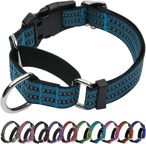 Vista 20 de Martingale - Collar reflectante de nailon ajustable con hebilla de liberación rápida, collares de entrenamiento para perros pequeños, medianos