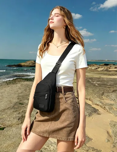 Vista 2 de EVANCARY - Mochila pequeña tipo bandolera para mujeres y hombres, mochila de pecho tipo bandolera para viajes, senderismo y actividades al aire libre