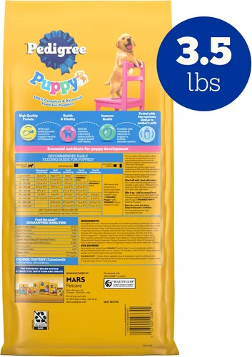 Vista 6 de Pedigree Puppy Growth & Protection - Alimento seco para perros con sabor a pollo y verduras - 3.5 libras Bolsa 100% completo y equilibrado, 36