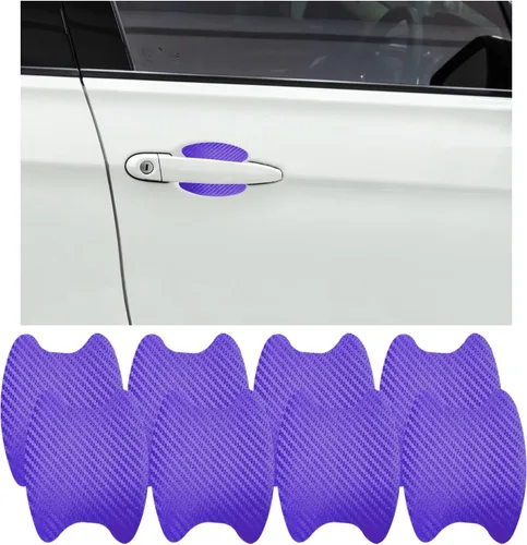 Vista 17 de Ziciner 4 calcomanías para manija de puerta de automóvil, textura de fibra de carbono, películas protectoras para manija de puerta automática