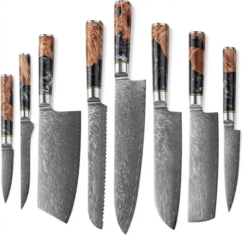 Vista 12 de Tidal Black - Cuchillo para pan de 8" - Damasco