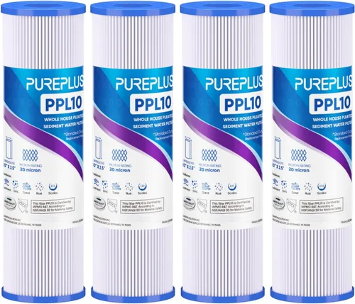 Vista 12 de PUREPLUS Filtro de sedimento plisado para toda la casa de 5 micras de 10 x 2.5 pulgadas para agua de pozo, cartucho de repuesto para sistema