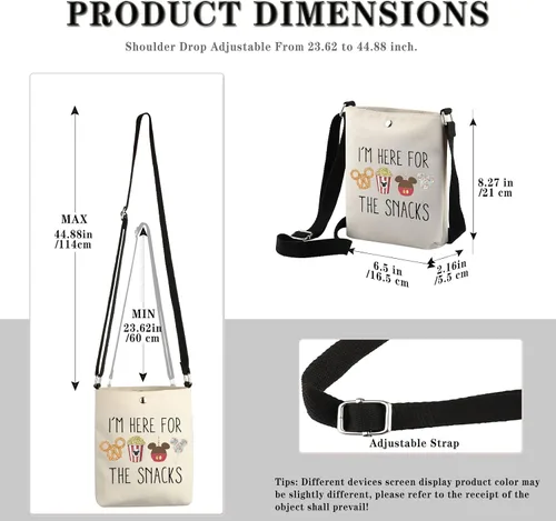 Vista 2 de GJTIM Regalo para amantes de los aperitivos, regalo de vacaciones para la familia, bolsa de viaje I'm Here For The Snacks Crossbody Bag