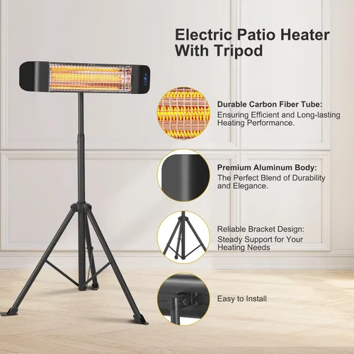 Vista 2 de Pasapair Calentador eléctrico para patio, calentador infrarrojo inteligente para interiores, temporizador de 24 horas con control de aplicación