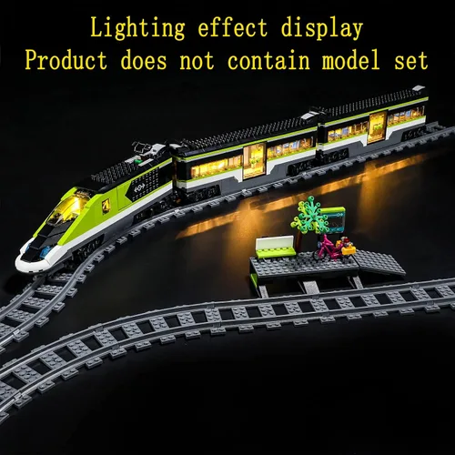 Vista 6 de GEAMENT Kit de luces LED compatible con el tren de pasajeros LEGO Express, juego de iluminación para modelo de construcción City 60337