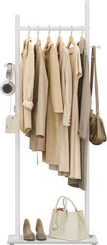 Vista 8 de Nianerfaya Perchero con 2 ganchos, almacenamiento de ropa de pie para interiores, perchero para colgar ropa para dormitorio, perchero de metal