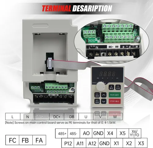 Vista 7 de CNCTOPBAOS Inversor de frecuencia VFD 1.5KW 2HP,Convertidor de unidad de frecuencia variable monofásico a 3 fases 220V,Control de velocidad VSD