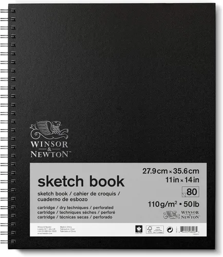 Vista 10 de Winsor & Newton Cuaderno de bocetos en espiral clásico, 7x10", 80 hojas, blanco natural