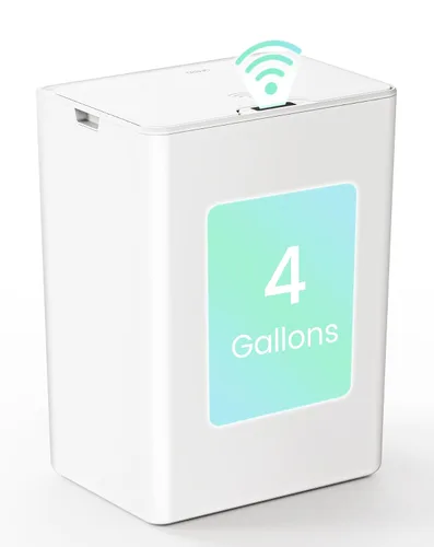 Vista 9 de Cesun Paquete de 2 cubos de basura de baño de 4 galones con tapa, pequeño bote de basura automático, con sensor de movimiento sin contacto, cesta