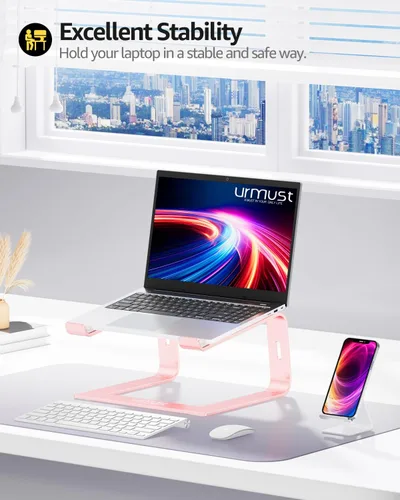 Vista 2 de Urmust Soporte elevador de aluminio para computadora portátil compatible con MacBook Air Pro, Dell, HP, Lenovo Samsung, Alienware todas las Oro Rosa