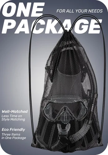 Vista 2 de CAPAS Snorkel Mask Fins Set, Travel Size Snorkeling Gear for Adults with Adjustable Fins, Diving Mask and Dry Top Snorkel, Come with a Carrying Bag