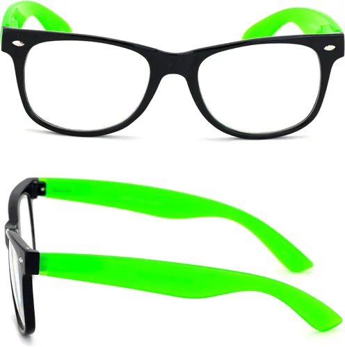 Vista 2 de 2 pares de anteojos de lectura transparentes de color neón de lujo, cómodos y elegantes para lectores simples