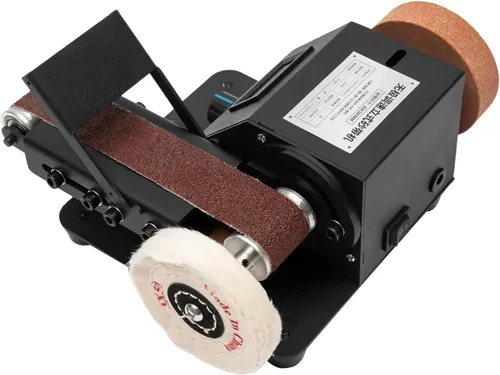 Vista 9 de Mini lijadora de banda de 350 W Lijadora de banda eléctrica Máquina de pulido de correa de pulido eléctrico, máquina lijadora de banco pequeño DIY