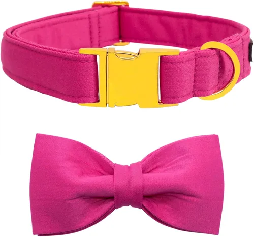Vista 23 de Collar de perro a cuadros de búfalo amarillo otoñal con pajarita elegante Otoño-Lazo-Cuadros Amarillo