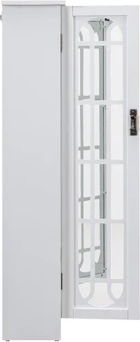 Vista 9 de SEI Furniture - Gabinete multimedia para ventana - Blanco - Diseño de transición, vidrio blanco y madera - Ideal para oficina en casa, sala de estar