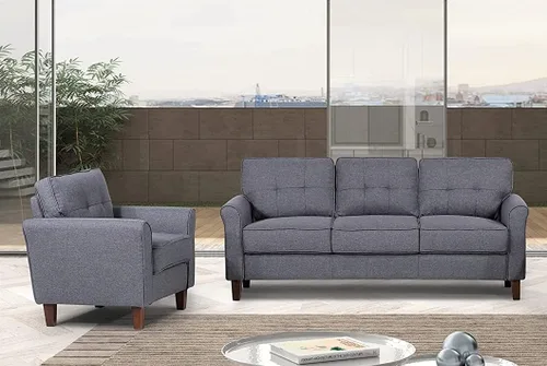 Vista 9 de Container Furniture Direct Kouchouk - Muebles de sala de estar de terciopelo cómodos de tres plazas, sofá moderno de mediados de siglo, sofá biplaza