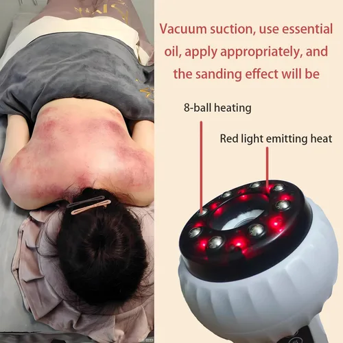 Vista 6 de Masajeador eléctrico de mano con ventosas, 9 niveles de succión ajustables para masaje anticelulítico, drenaje linfático, masaje de tejido profundo