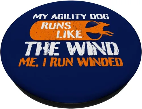 Vista 2 de Dog Agility Handler - My Dog Runs - Funny Dog Agility PopSockets Adhesive PopGrip