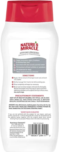 Vista 2 de Nature's Miracle Champú y acondicionador hipoalergénico para perros, 16 onzas, sin perfume