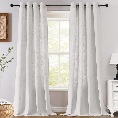 Vista 14 de H.VERSAILTEX Cortinas de lino de 63 pulgadas de largo, cortinas de granja completamente filtrantes de luz, juego de 2 paneles de cortina