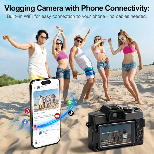 Vista 5 de G-Anica Kit de cámaras digitales 8K para fotografía con doble lente Negro