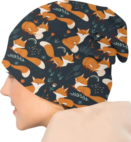 Vista 2 de Gorro de punto con diseño de calavera de azúcar y flores, para adultos, cálido, holgado, regalo para hombres y mujeres