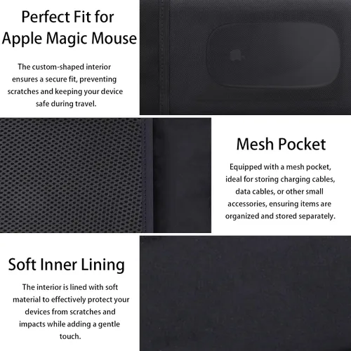 Vista 4 de Funda rígida de reemplazo co2CREA para teclado Apple Magic con Touch ID y teclado numérico + ratón Apple Magic (Funda negra)