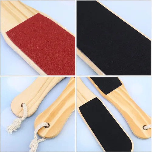 Vista 6 de 4 Pcs Double-Sided Wood Foot File Pedicure Tool Callus Remover Foot Scraper Dead Skin Remover and Heel Treatment