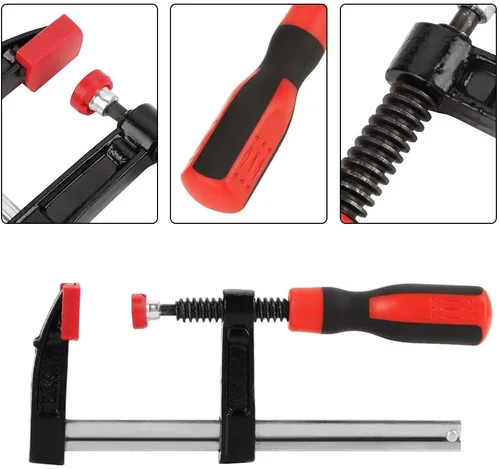 Vista 5 de Abrazaderas F resistentes – Juego de clips de barra de carpintería, kit de herramientas ajustables de bricolaje de 4 piezas, para deslizamiento