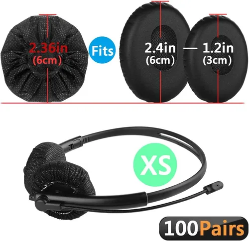 Vista 2 de Geekria 100 pares de fundas desechables para auriculares pequeños de centro de llamadas, fundas de almohadillas sanitarias elásticas, protector