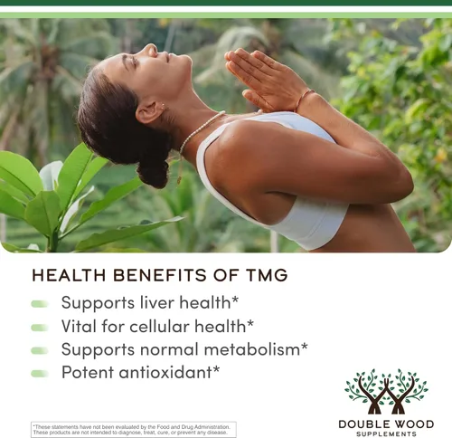 Vista 3 de Double Wood Supplements TMG Suplemento de trimetilglicina 1,000 mg por porción, 180 cápsulas (suplementos TMG para control de homocisteína) TMG