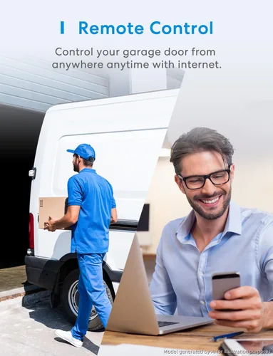 Vista 6 de Meross Control remoto inteligente para abrir puerta de garaje con antena externa, hasta 3 puertas individuales, compatible con Apple HomeKit, Amazon