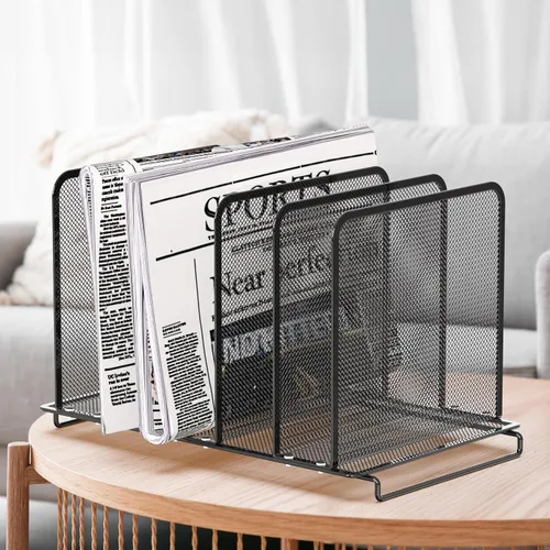 Vista 5 de Simple Houseware Organizador clasificador de archivos vertical, 5 secciones, ampliable, negro