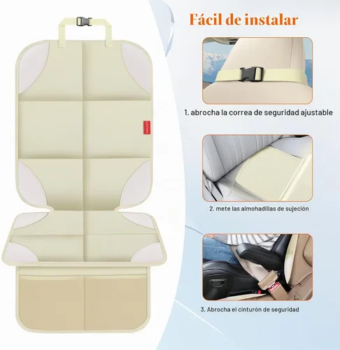 Vista 4 de Protector de asiento de coche, protectores de asiento de coche con acolchado grueso sin huellas Beige